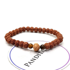 15 Mukhi Rudraksha Bracelet with 5 Mukhi Beads and Tiger Eye Stones