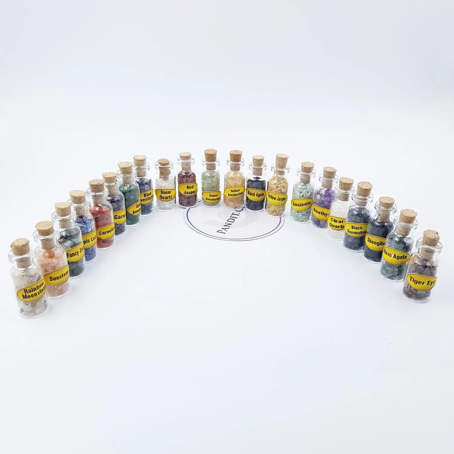 21 Mini Tumbled Crystal Healing Stones Bottles Set