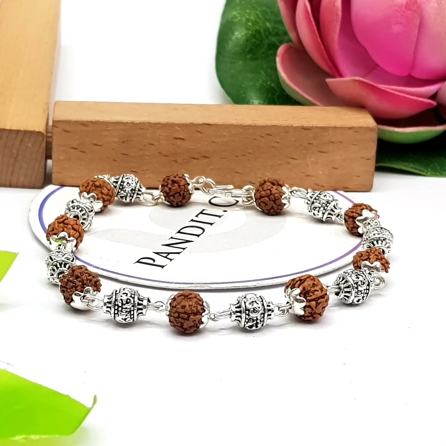 5 Mukhi Indonesian Rudraksha Bracelet With Silver Capping