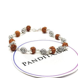 5 Mukhi Indonesian Rudraksha Bracelet With Silver Capping