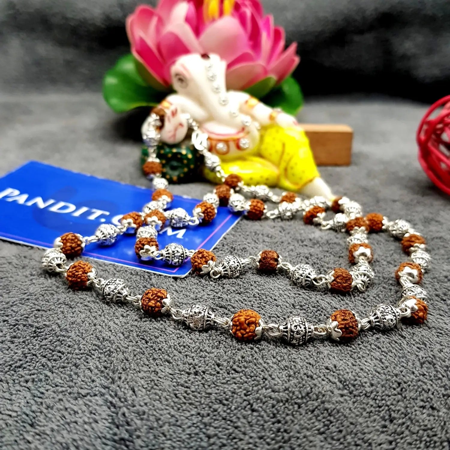 5 Mukhi Indonesian Rudraksha Mala With Silver Capping