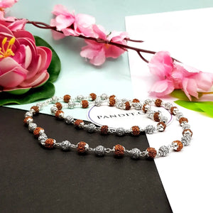 5 Mukhi Indonesian Rudraksha Mala With Silver Capping