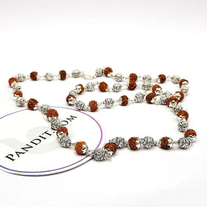 5 Mukhi Indonesian Rudraksha Mala With Silver Capping