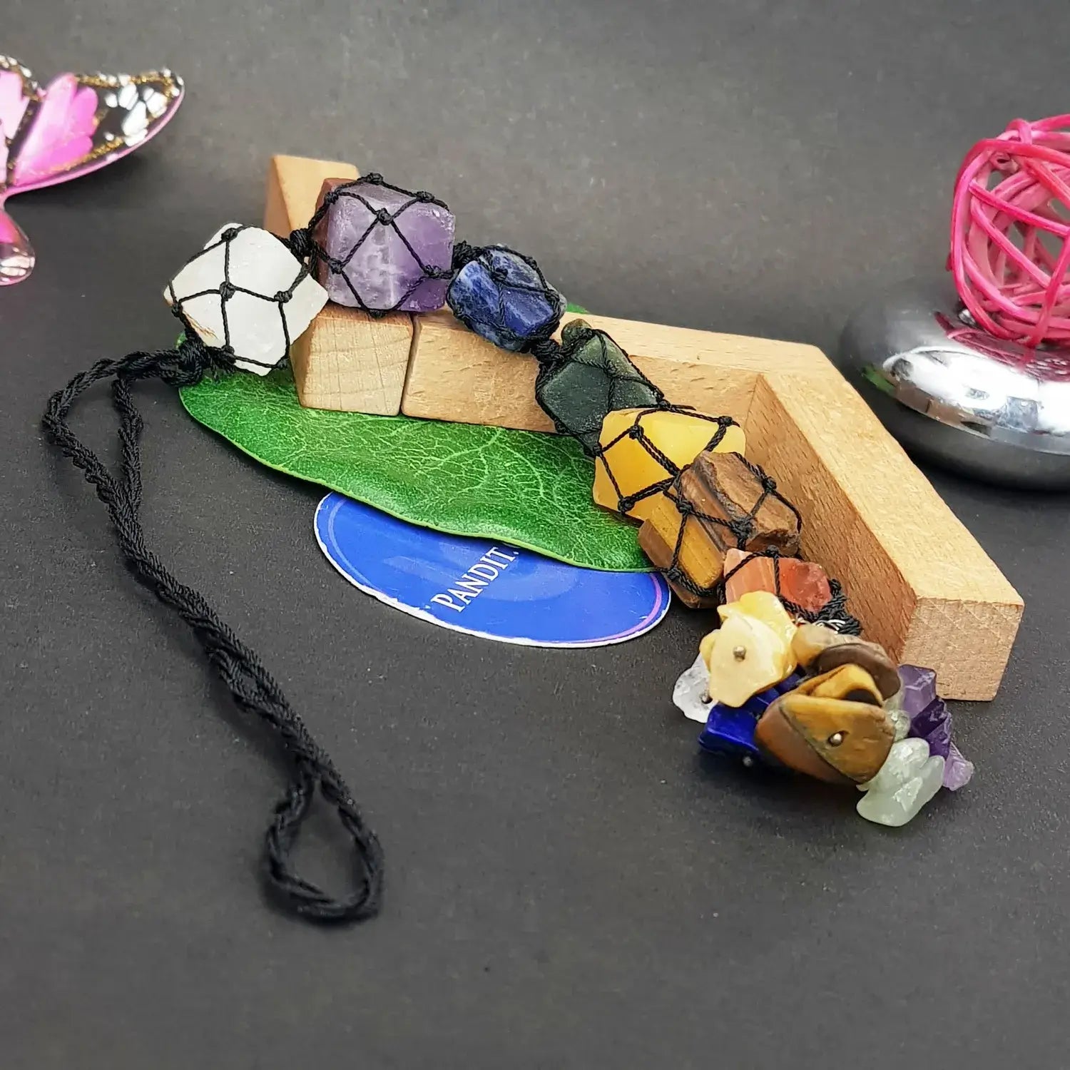 7 Chakra Car Hanging Raw Stones