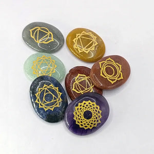 7 Chakra Reiki Symbol Healing Stones Set - Oval