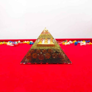 9 Plate Orgone Pyramid with Rudraksha Beads