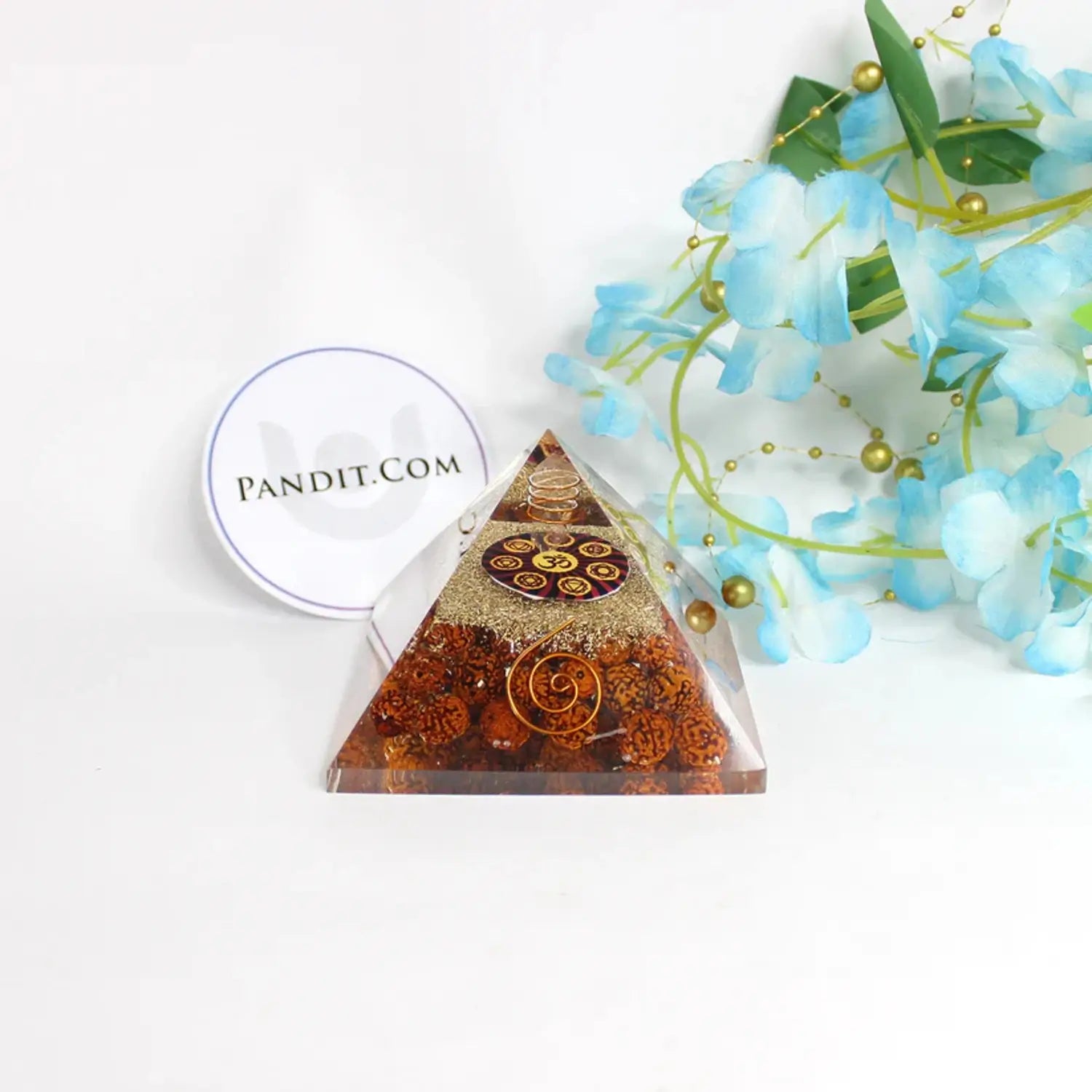 9 Plate Orgone Pyramid With Rudraksha Beads
