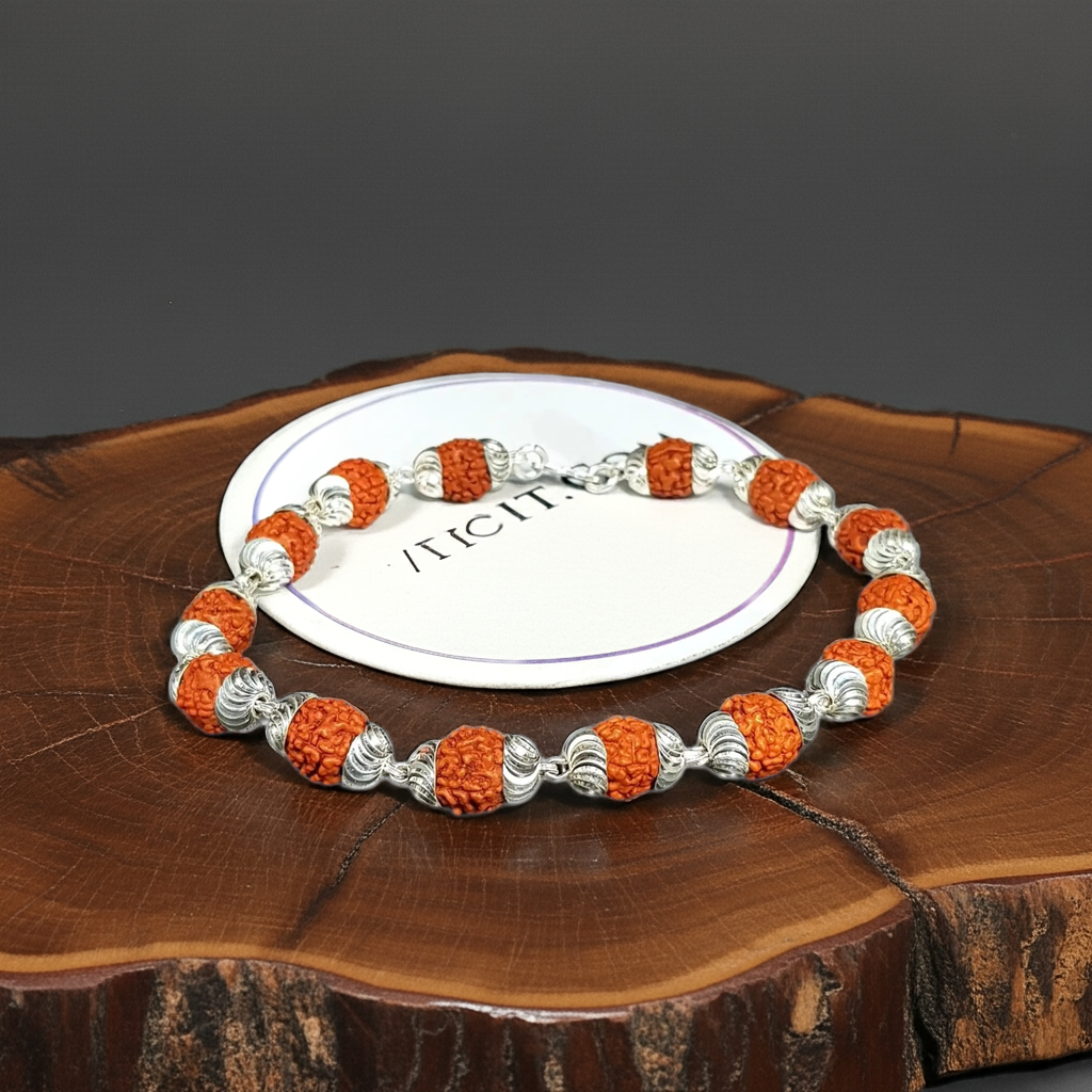 Rudraksha Bracelet with Silver Capping