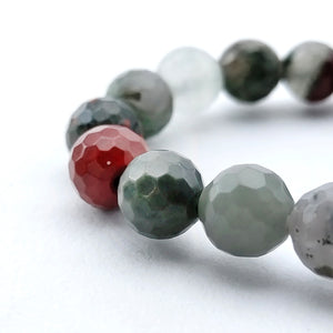 African Bloodstone Diamond Cut Bracelet