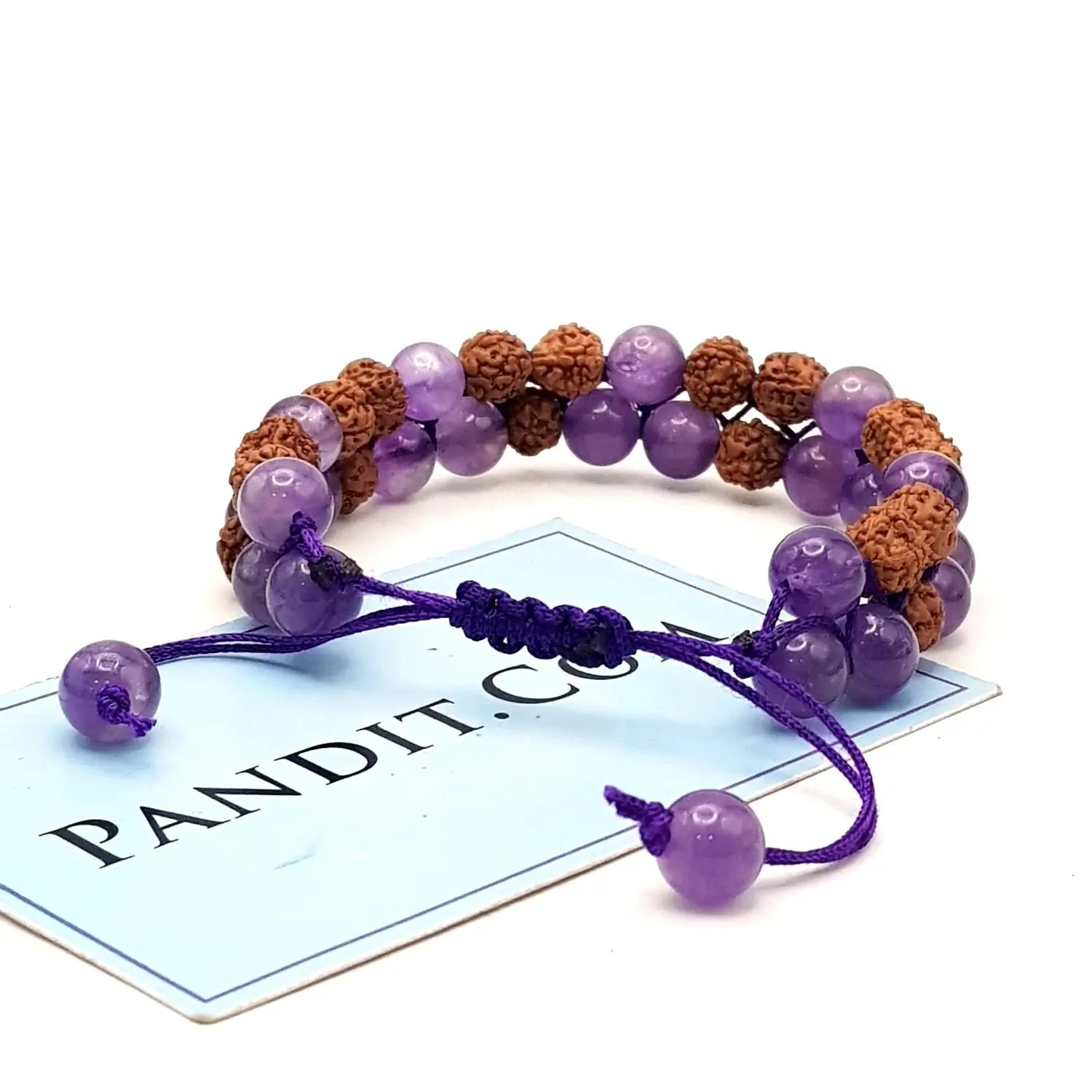Amethyst Bracelet With 5 Mukhi Rudraksha Beads
