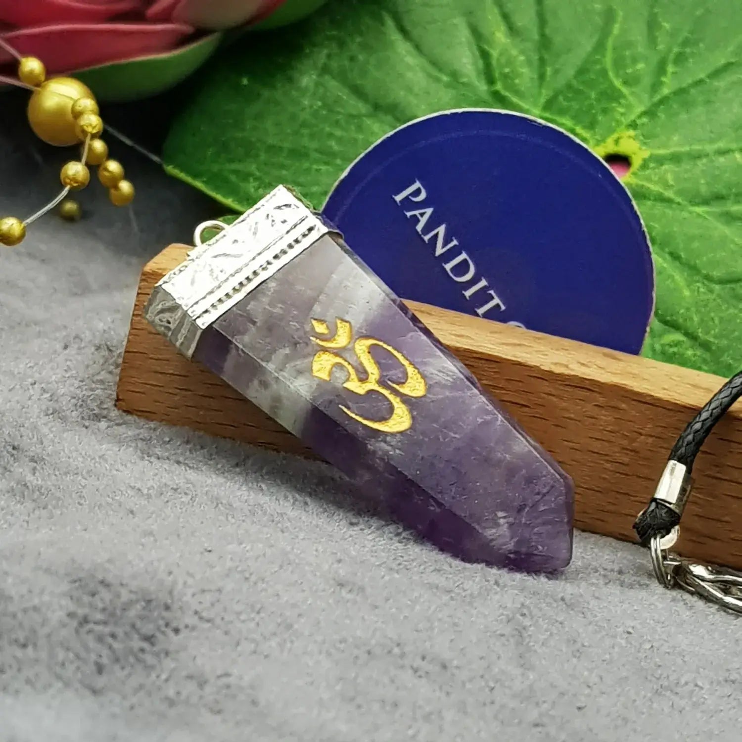 Amethyst Om Pencil Pendant
