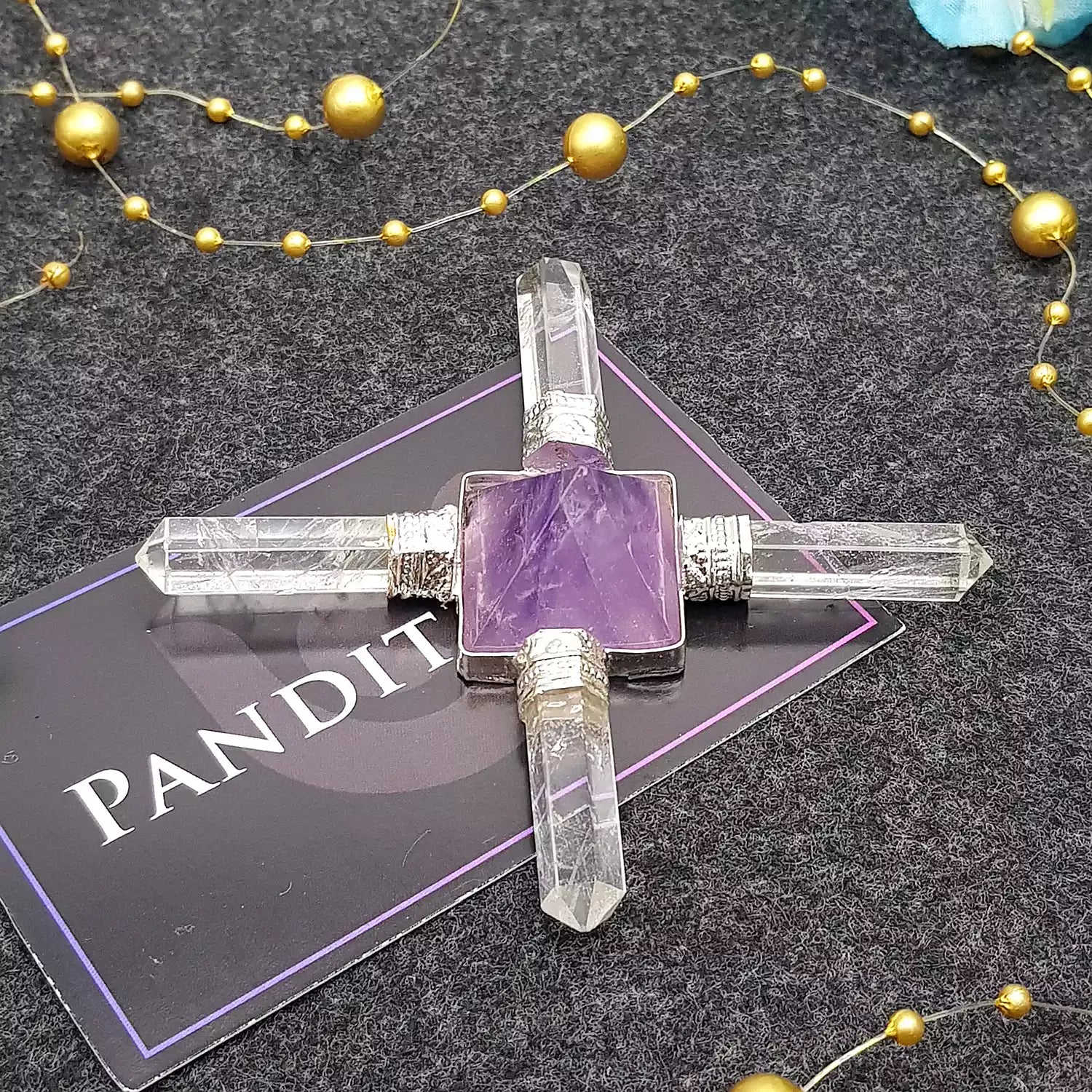 Amethyst Pyramid and Crystal Pencil Energy Generator