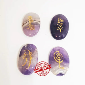Amethyst Reiki Symbol Healing Stones Set
