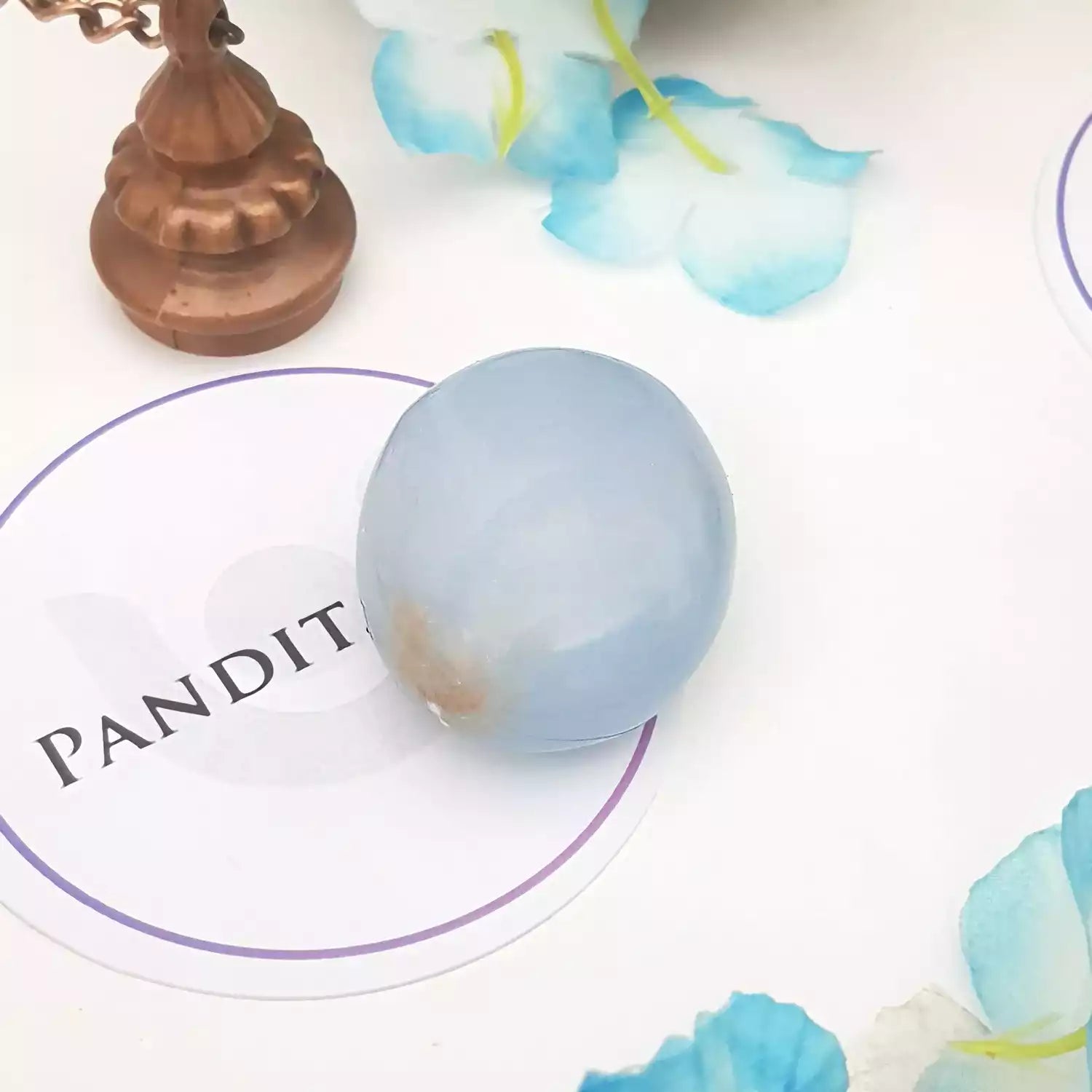 Angelite Healing Crystal Palm Stone