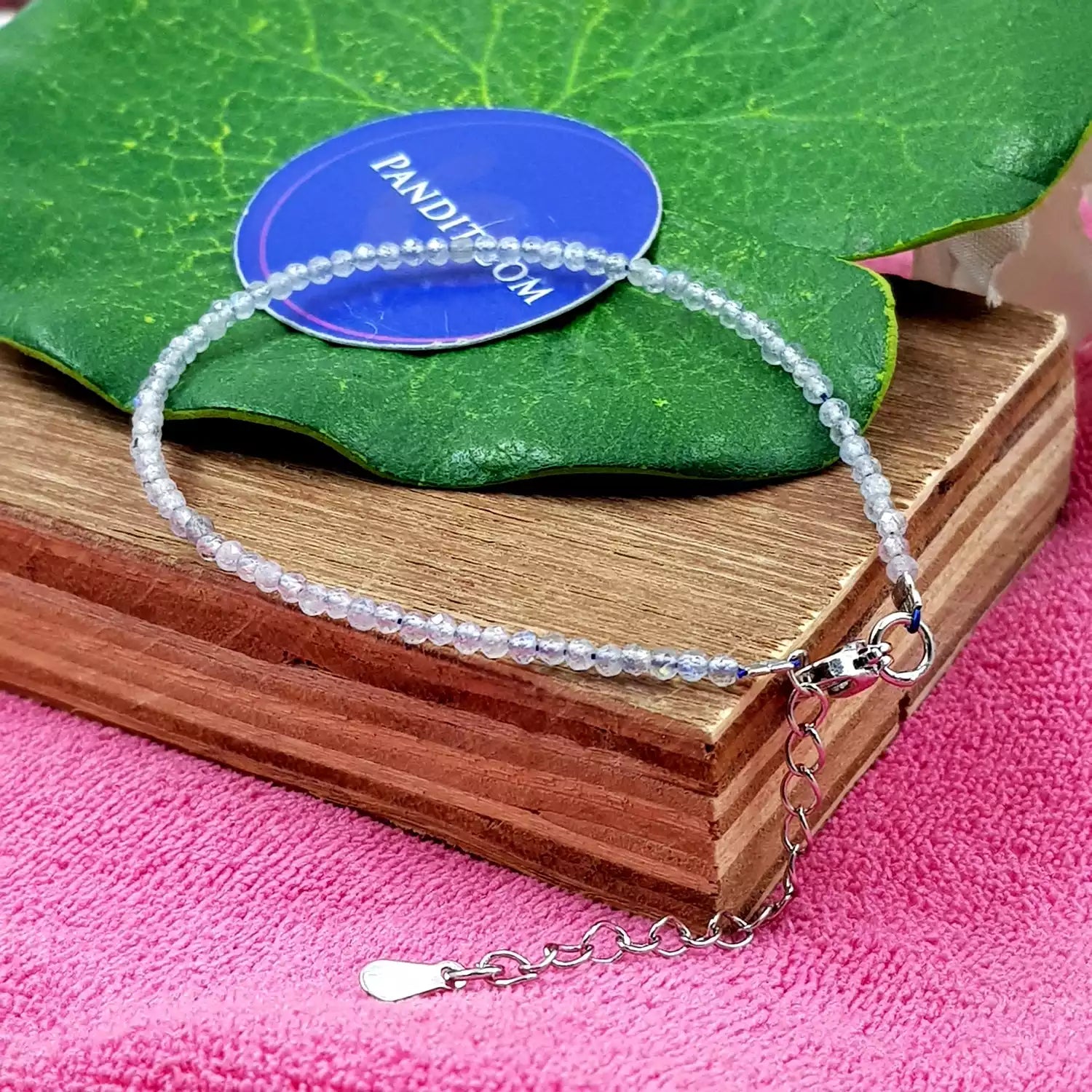 Aquamarine Adjustable Diamond Cut Bracelet