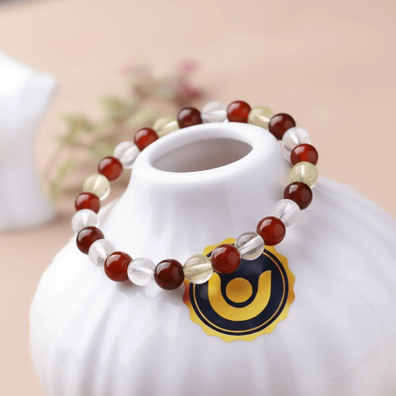 Aries Zodiac Sign Bracelet — close-up of Aries Zodiac Sign stones revealing natural patterns