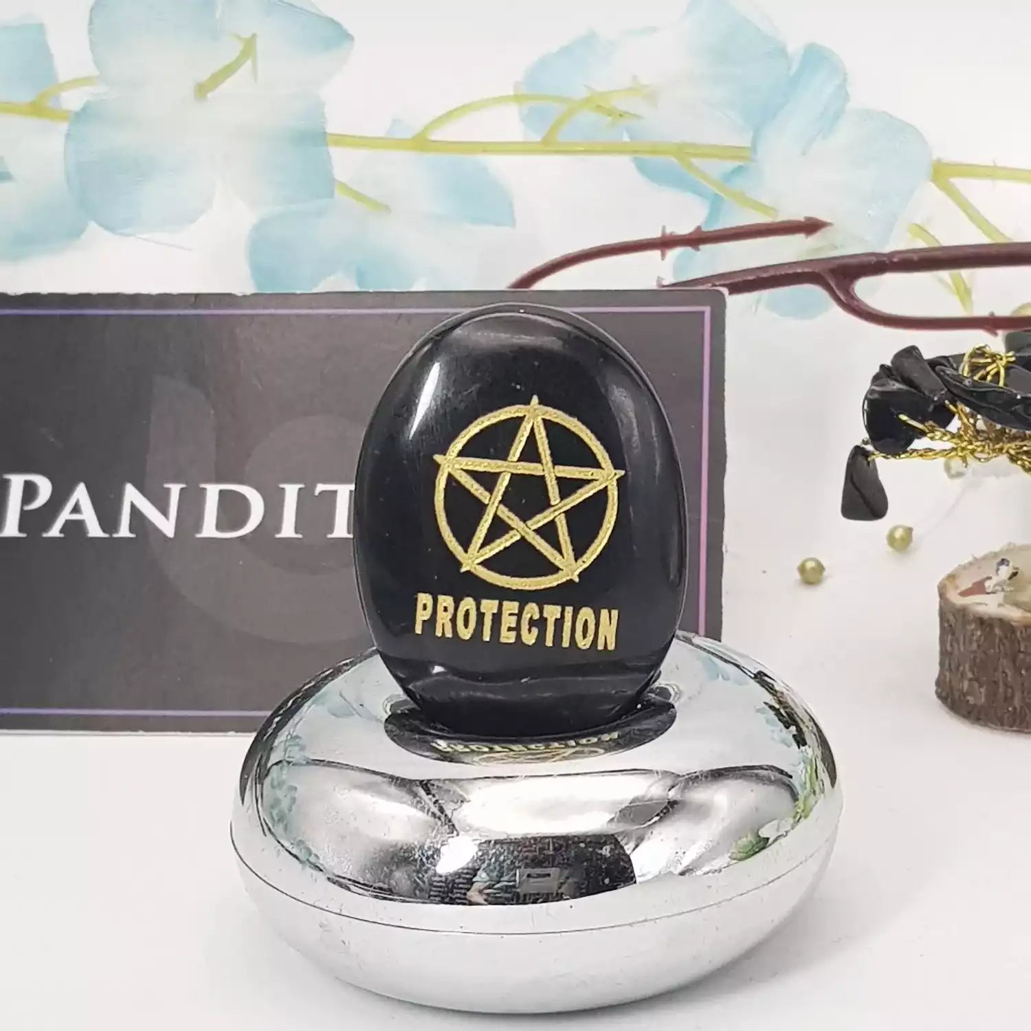 Black Agate Protection Coin