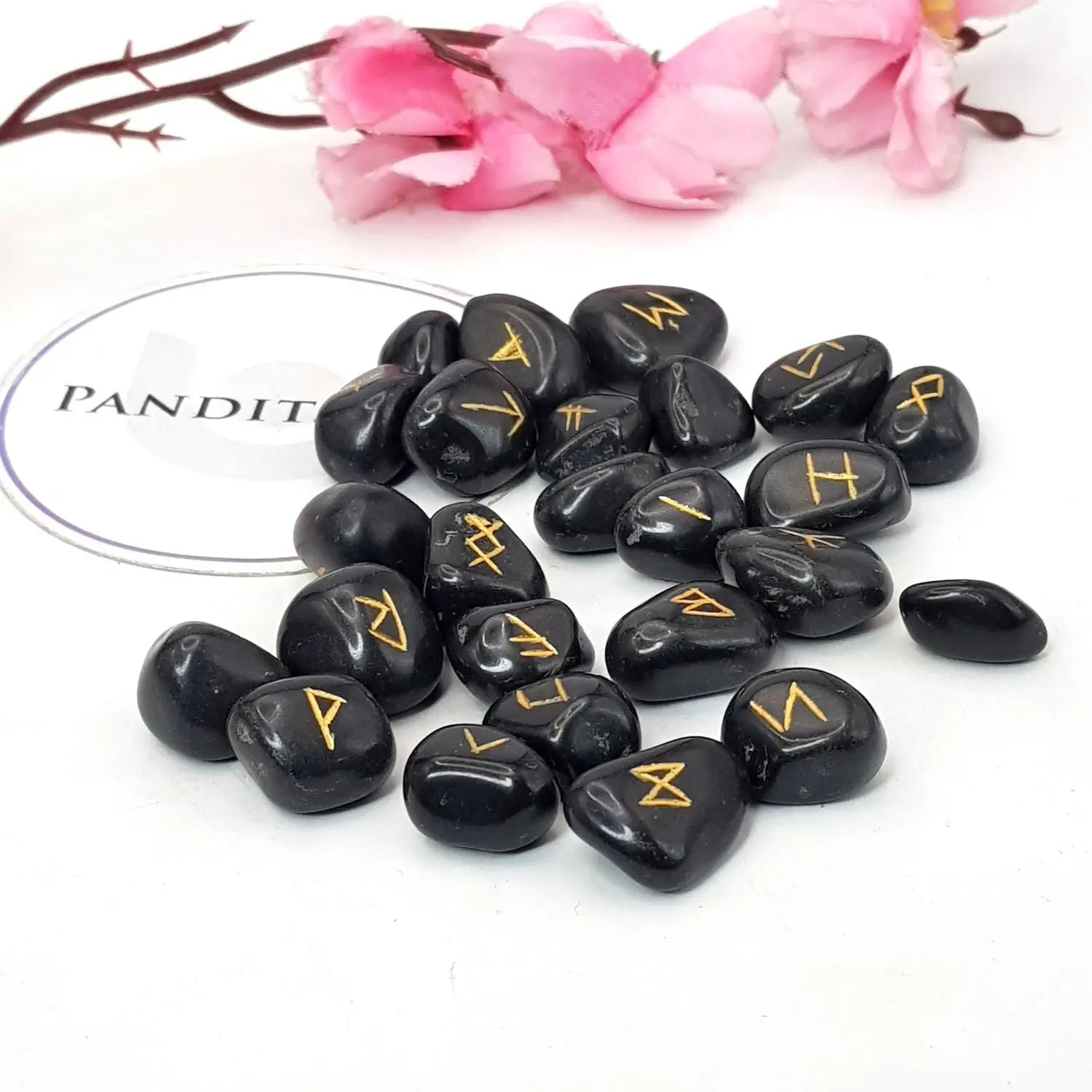 Black Agate Rune Stones Set - For Protection & Guidance