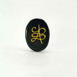 Black Agate Zibu Symbol Coin