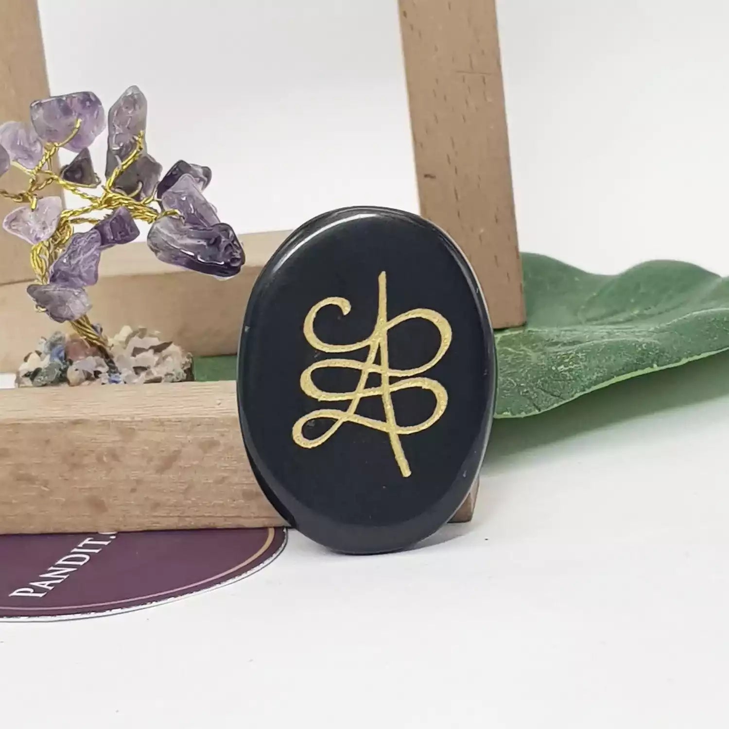 Black Agate Zibu Symbol Coin