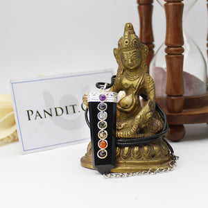 Black Banded Agate 7 Chakra Pencil Pendant