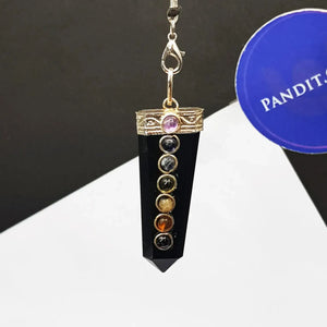 Black Banded Agate 7 Chakra Pencil Pendant
