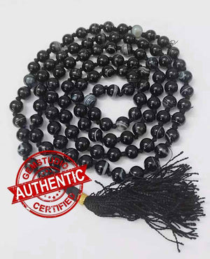 Black Banded Agate Onyx Mala