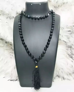 Black Banded Agate Onyx Mala