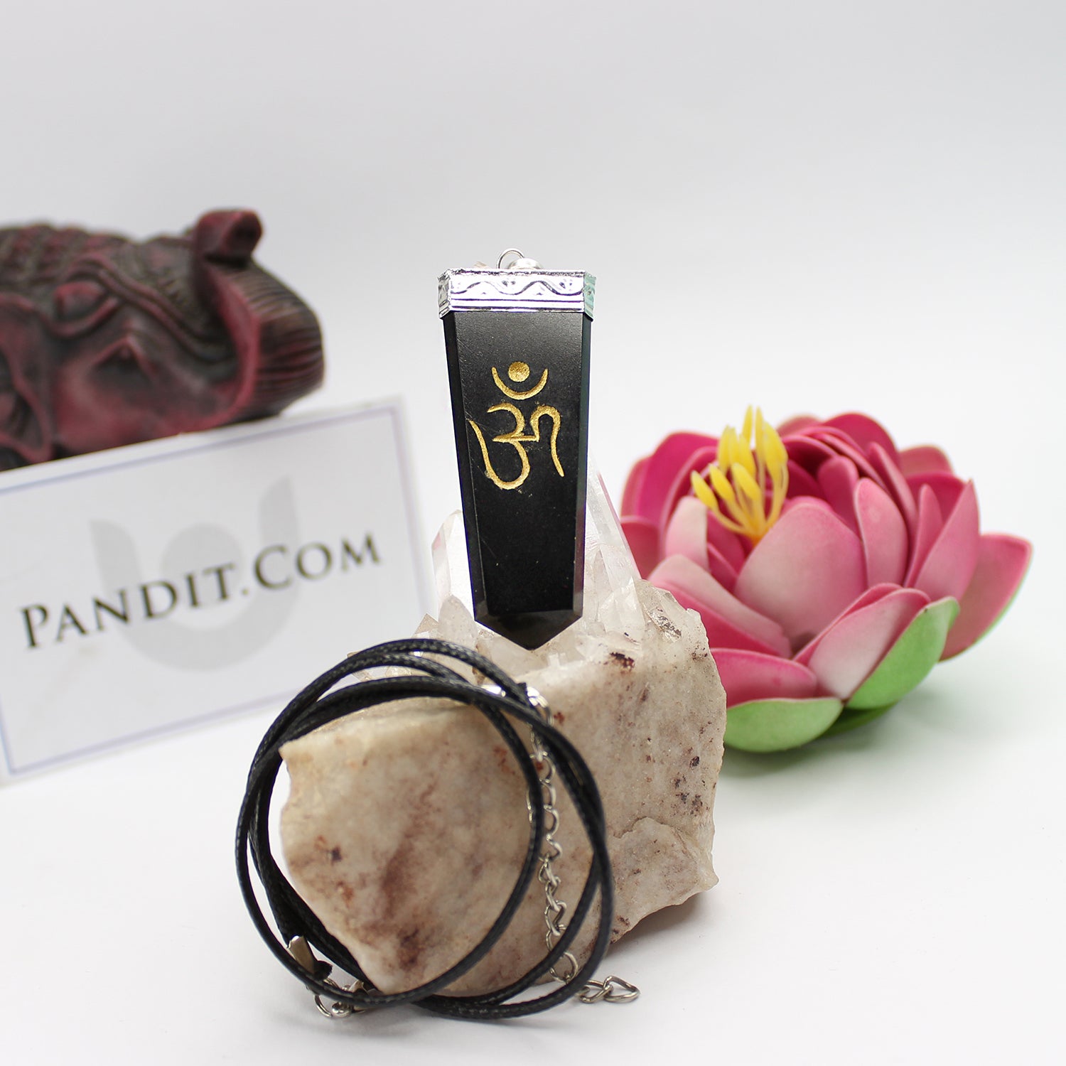 Black Banded Agate Om Pencil Pendant
