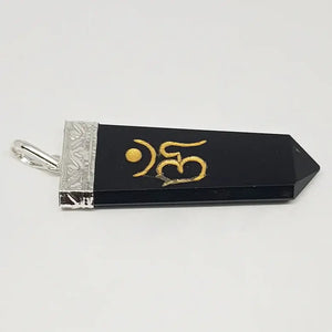 Black Banded Agate Om Pencil Pendant
