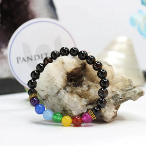 Black Banded Agate Onyx 7 Chakra Bracelet