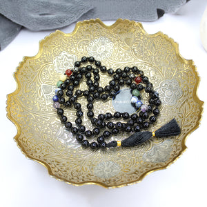 Black Banded Agate Onyx 7 Chakra Mala