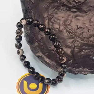 Black Banded Agate Onyx Diamond Cut Bracelet