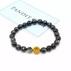 Black Banded Agate Onyx Diamond Cut Bracelet