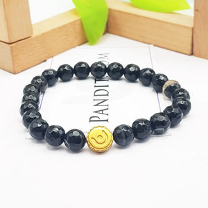 Black Banded Agate Onyx Diamond Cut Bracelet