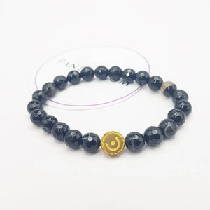 Black Banded Agate Onyx Diamond Cut Bracelet