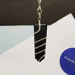 Black Banded Agate Spiral Pencil Pendant