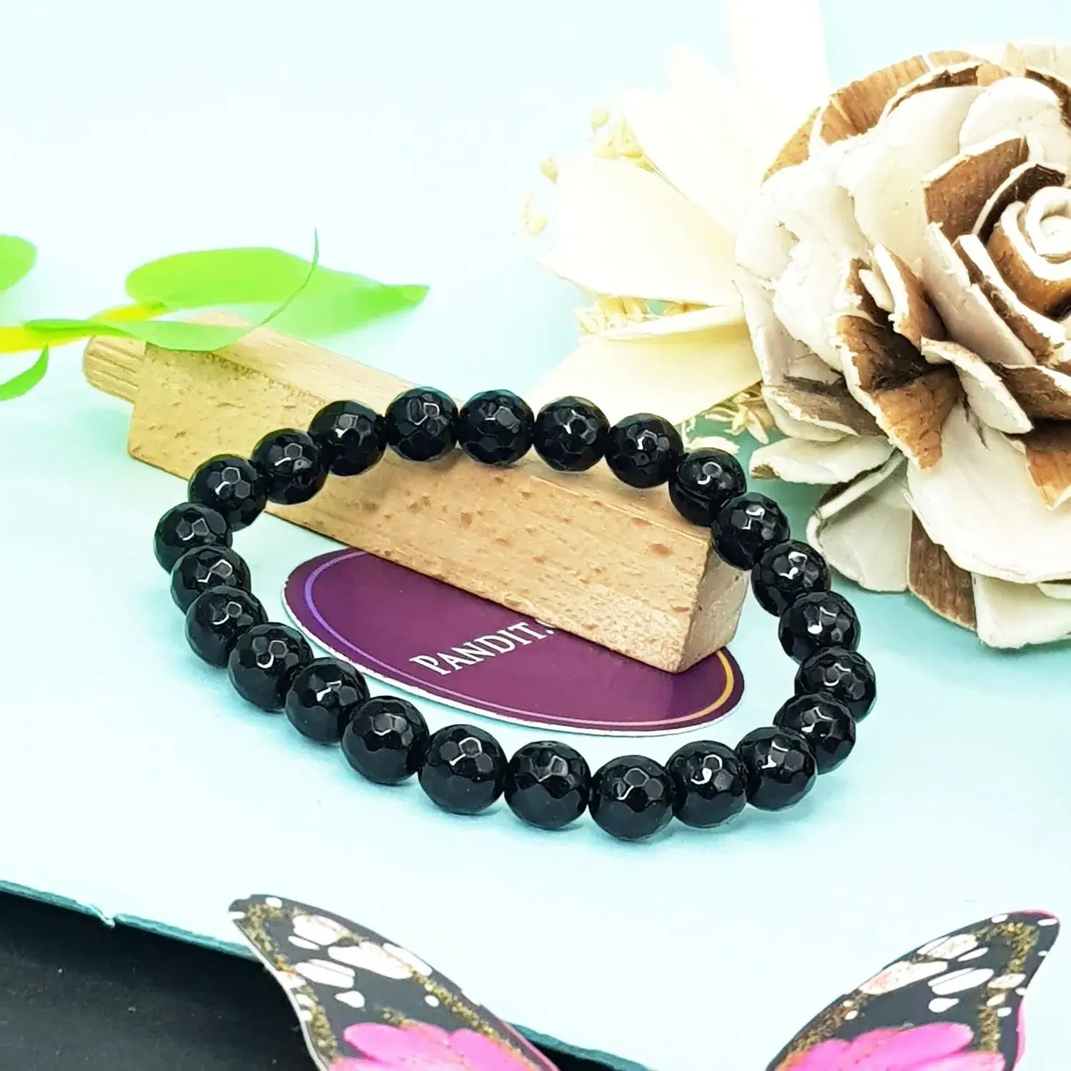 Black Diamond Cut Glass Bracelet
