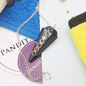 Black Obsidian 7 Chakra Dowsing Pendulum