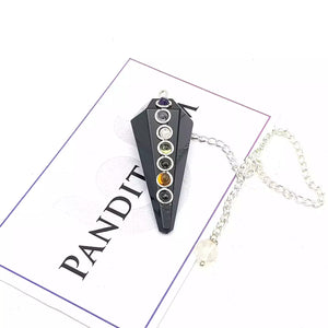 Black Obsidian 7 Chakra Dowsing Pendulum