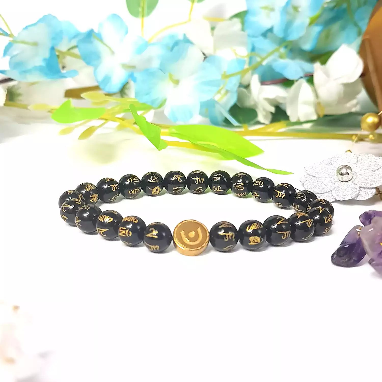 Black Onyx Om Mani Padme Hum Bracelet