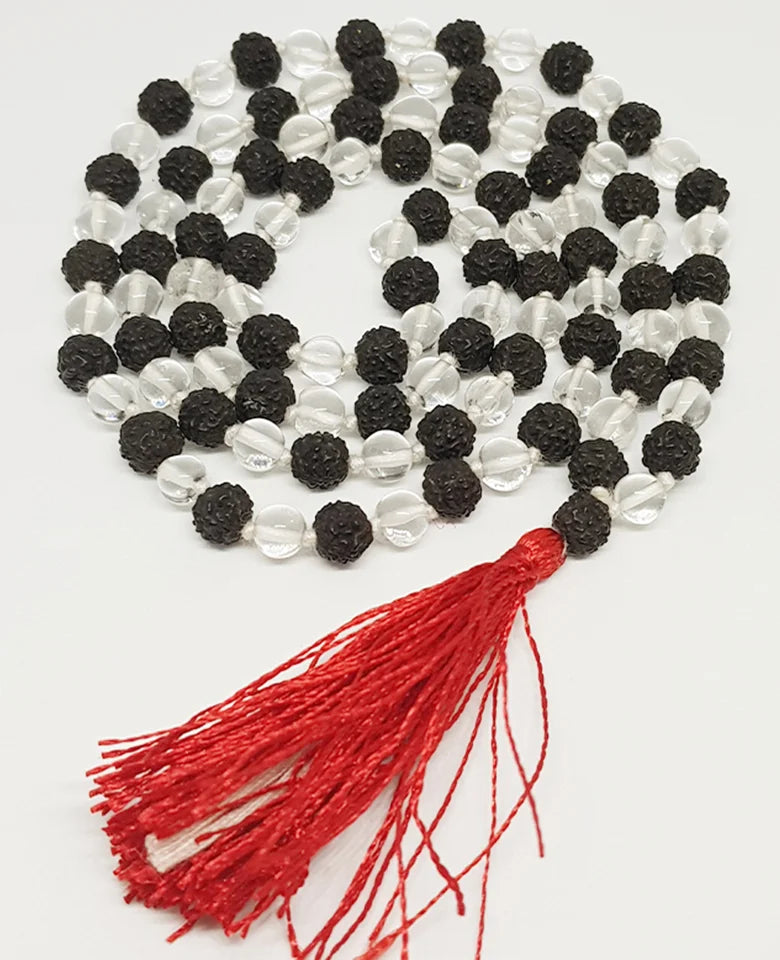 Black Rudraksha Sphatik Mala