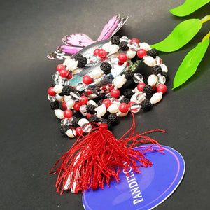 Black Rudraksha Sphatik Moonga White Pearl Mala