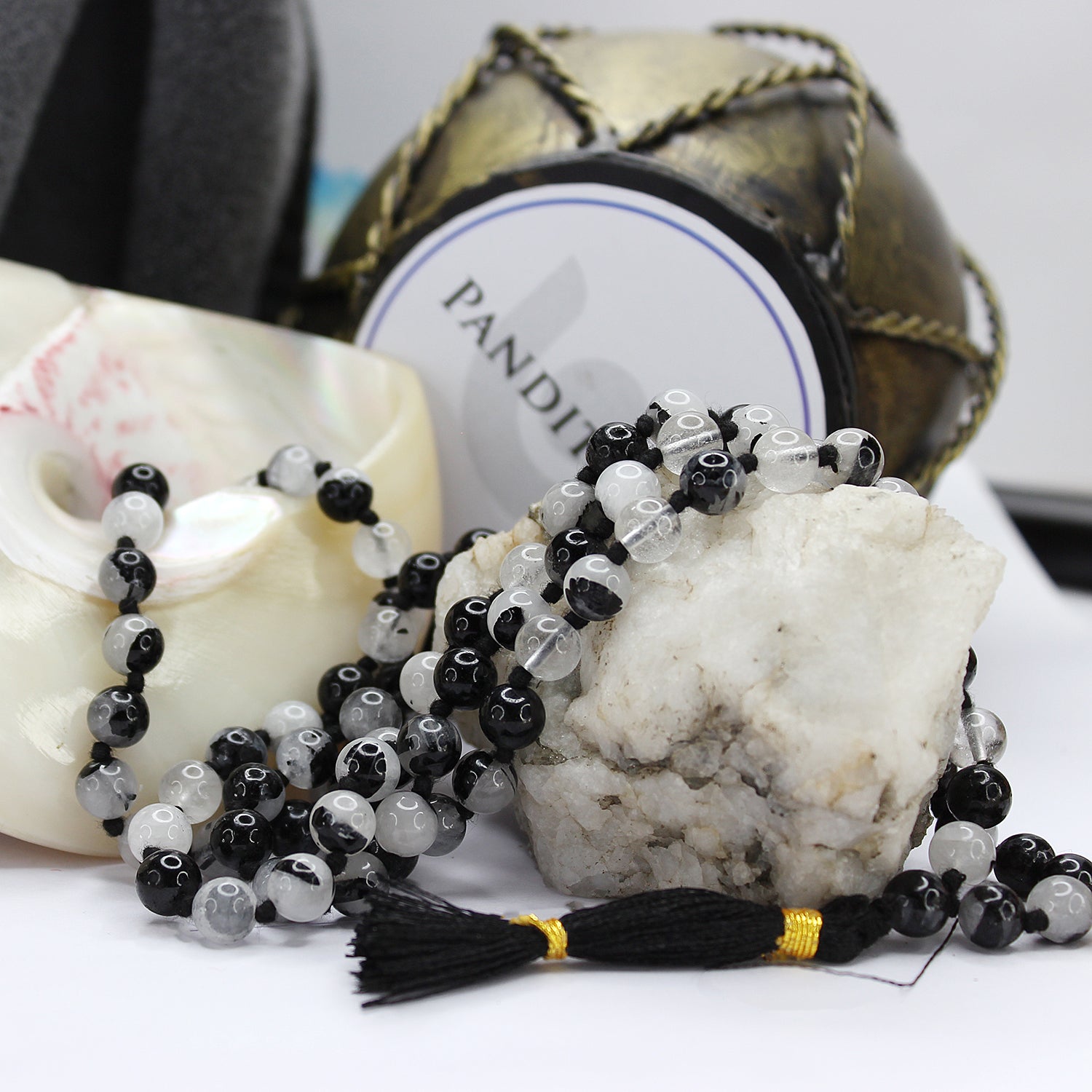 Black Rutilated Quartz Mala