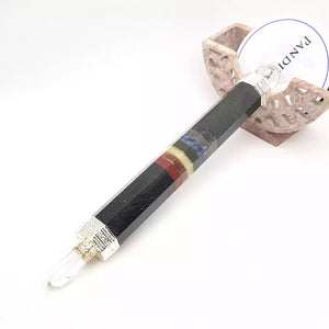 Black Tourmaline 7 Chakra Healing Stone Wand