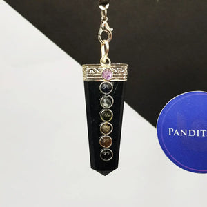 Black Tourmaline 7 Chakra Pencil Pendant