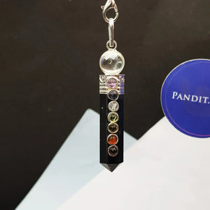 Black Tourmaline 7 Chakra Pendant