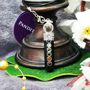 Black Tourmaline 7 Chakra Pendant