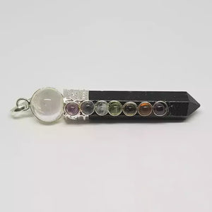 Black Tourmaline 7 Chakra Pendant