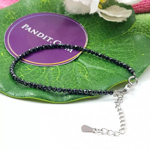 Black Tourmaline Adjustable Diamond Cut Bracelet